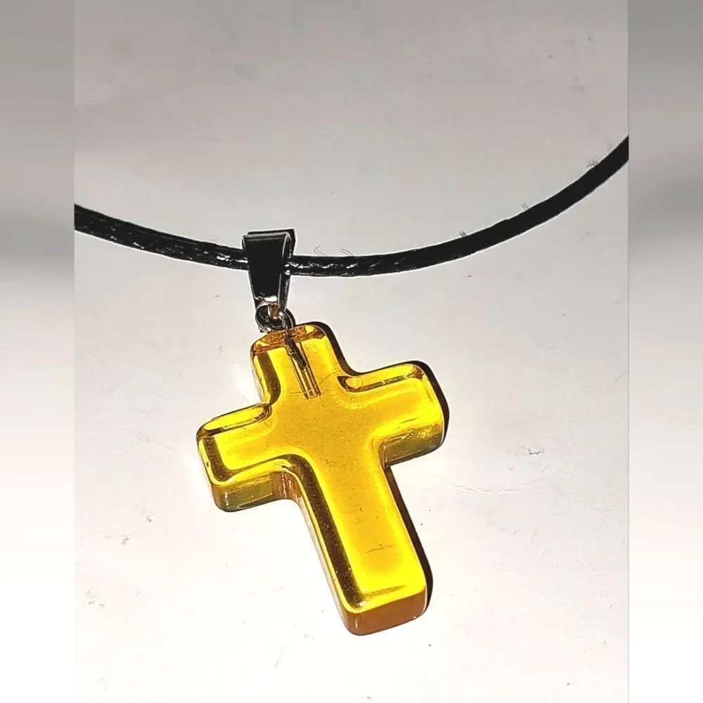 Yellow Cross Pendant Necklace
